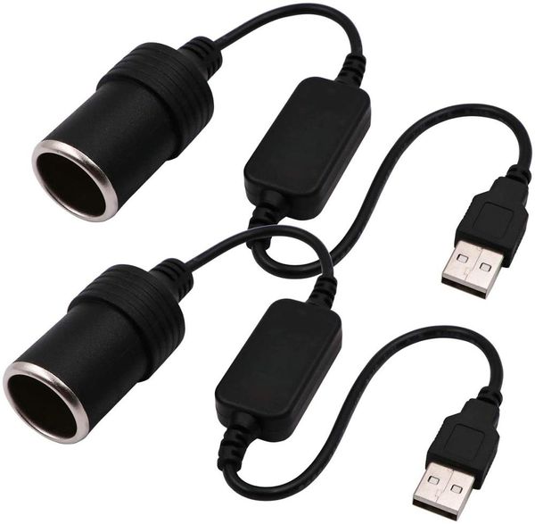 Prise allume-cigare USB A mâle vers 12V, câble convertisseur femelle, paquet de 2