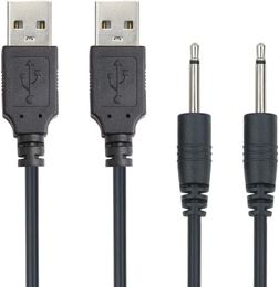 Adaptateur USB Cordon de rechange 2.5mm Câble de charge CC Câble USB Fast Chargement rapide - (Black 2 Pack)