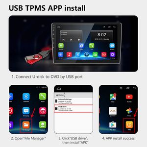 USB Android TPMS Auto Bandenspanning Alarm Monitor Systeem Voor voertuig Android-speler Temperatuurwaarschuwing met vier sensoren