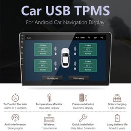 USB Android TPMS Tyre Drukbewakingssysteem voor autoradio DVD Car Player 4 Tyre External / Inner Sensors Temperatuuralarm