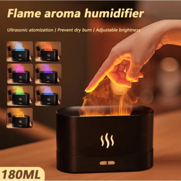 Humidificador de aire de aroma USB Humidificador ultrasónico COOL ESCRIPTOR AIR AIRE PLABIGRADOR LED Atomizador de lámpara de llamas de aceite esencial