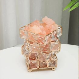 USB atmosphère lampe de table créative Ins filles décoration maison chambre Cube magique pierre cristal parfum lampe de sel de l'himalaya 231225