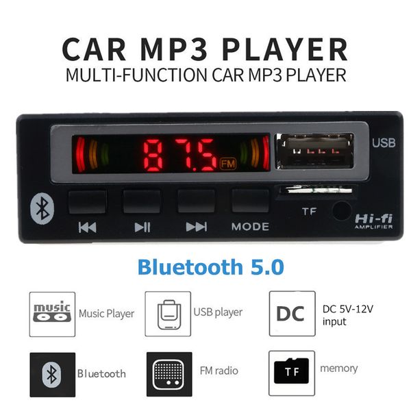 USB AUX Bluetooth FM Radio V5.0 récepteur Audio sans fil voiture lecteur MP3 5V 12V Mp3 décodeur carte Module haut-parleur de musique