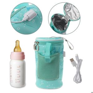 USB Babyfles Warmer Verwarming Geïsoleerde Tas Travel Cup Draagbaar in Auto Verwarmers Drinken Warme Melk Thermostaat Zak voor Feed Pasgeboren 210226