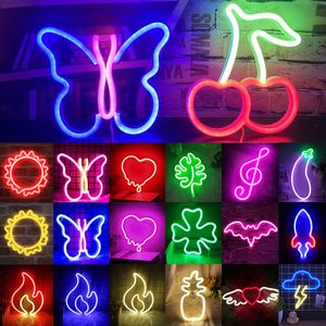Panneau néon LED USB/batterie, décoration artistique murale, cœur, Bar de jeu, décoration de chambre à coucher, panneau néon suspendu, lampe de nuit Alien