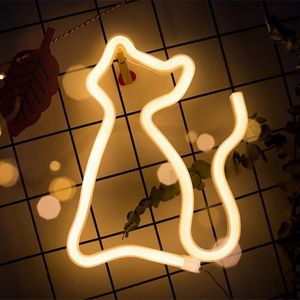 USB Battery Powered Creative LED Neon Light Sign LOVE Cat Rainbow Lip Neons Lamp For Party Wedding Bedroom Home Decor Night Lamps