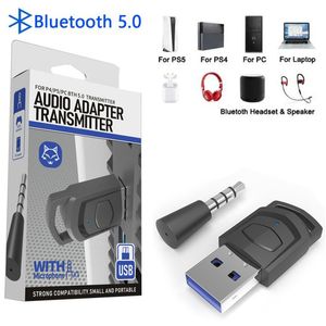 Émetteur USB Bluetooth 5.0 Adaptateur de casque audio de jeu sans fil Récepteur pour console de jeu PS5 PS4 Émetteur audio compatible avec casque PC avec micro analogique 3,5 mm