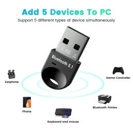USB Bluetooth -adapter 5.1 Bluetooth -ontvanger USB Bluetooth 5 0 Dongle 5.0 BT zender APTX Mini -adapter voor pc -laptopluidspreker