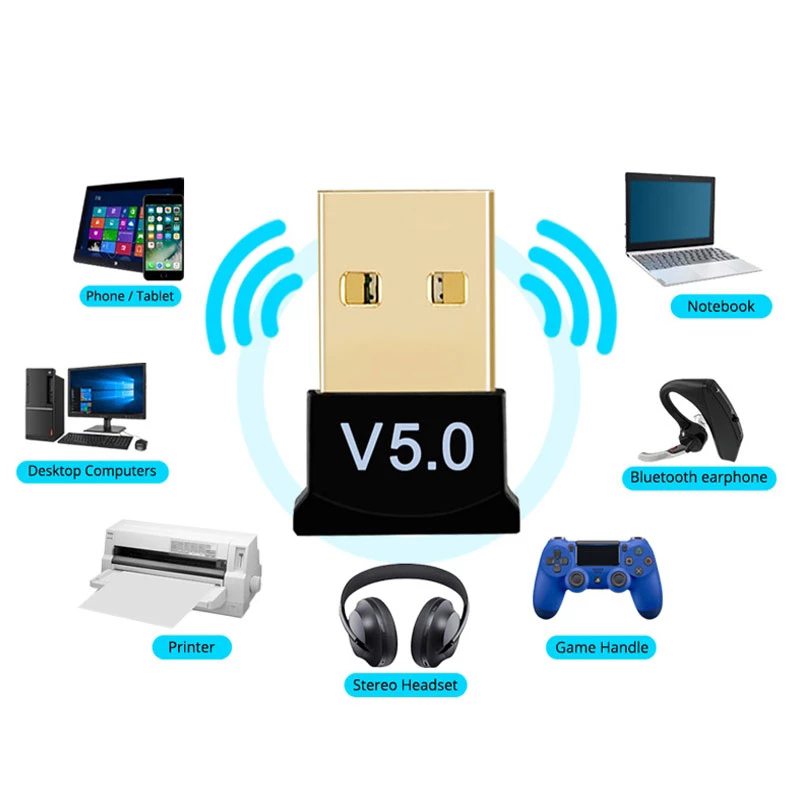 Adattatore USB Bluetooth Ricevitore wireless Altoparlante Bluetooth Ricevitore di file Trasmettitore Dongle Auricolare per laptop Mittente BLE BT 5.0