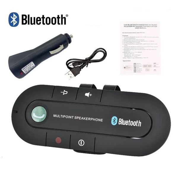 USB Bluetooth Kit de manos libres para coche Ser inalámbrico Teléfono Reproductor de música MP3 Visera solar Clip Serphone Cargador sin aux 240126