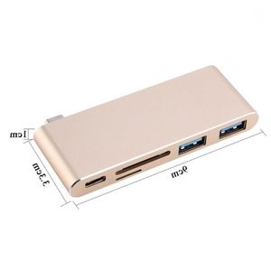 Adaptateur Hub multi-ports USB-C 31 avec 2 ports USB 30 Hubs type-C PD S-D/T-F Lecteur C-ard pour Macbook Viafa