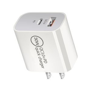 Chargeur USB C 30W rapide Type C PD USB QC 3.0, adaptateur de charge pour téléphones intelligents Samsung Huawei