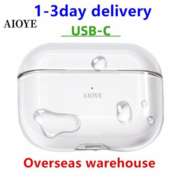 USB C para AirPods Pro 2 Air Pods 3 auriculares Max Accesorios de auriculares AirPod Bluetooth Silicona sólida Caja de carga inalámbrica Caja de carga inalámbrica