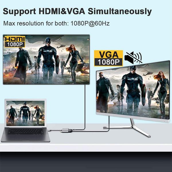 USB C HDMI Type C à HDMI 4K Adaptateur VGA USB 3.0 Convertisseur vidéo audio PD 87W Charger rapide pour MacBook Pro Samsung S9 S10 Huawei