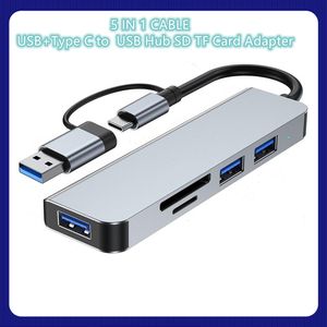 USB-C-hubkabel 5-in-1 Type-C-adapter naar voeding 3 USB-poorten SD TF-kaartlezerconnector