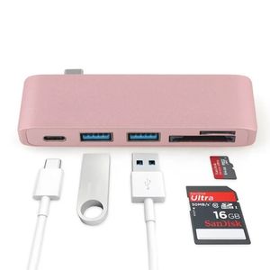 USB C Hub Type C Adapter Docking Station met 2 USB 3.0 TF SD -lezer PD Thunderbolt 3 voor MacBook Pro Air M1 2020 2019 2018 2017