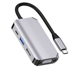 USB-C HUB Type-c naar 4K HD VGA-adapter USB3.0 PD Oplaadstation Type-c voor MacBook Air/Pro HP Lenovo