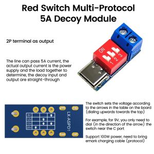 USB-C PD Trigger Board Module PD/QC Decoy Board Fast Charge USB Type-C tot 5V 9V 12V 20V Charger Power Delivery Boost Module