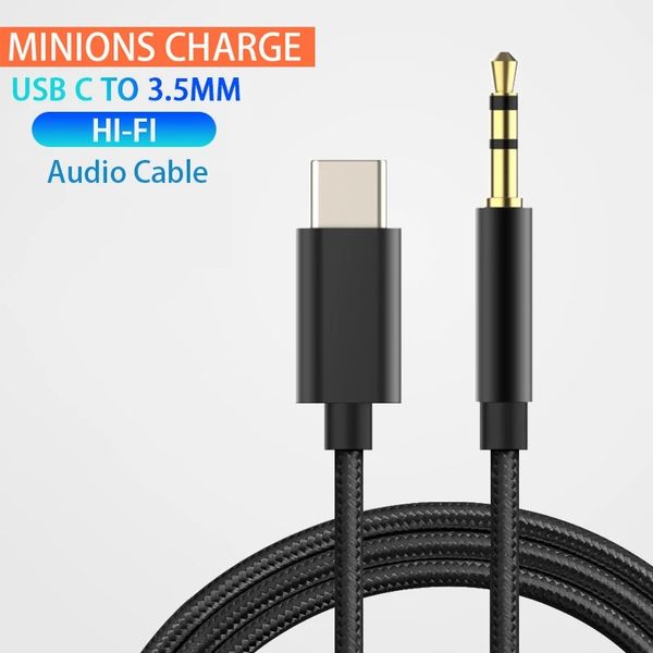 USB C à 3,5 mm Jack AUX câble DAC DAC Type-C Cabel pour le haut-parleur de la voiture Adaptateur auxiliaire pour Huawei Sumsang Xiaomi Vivo