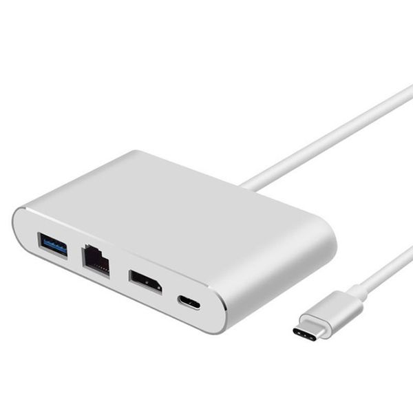 Convertidor adaptador de vídeo multipuerto USB C a HDMI, concentrador de USB-A 4K, puerto de carga PD de USB-C, puerto Gigabit Ethernet, Compatible con Thunderbolt 3