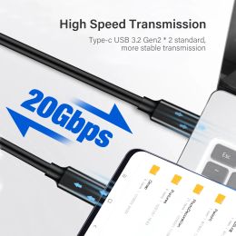 USB C a Type-C Cable 100W USB 3.2 Gen 2x2 20Gbps PD 100W Cable de datos de video 4K de carga rápida para Thunderbolt 3/4 MacBook Pro 3M 5M