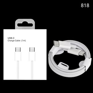 Câbles USB C vers type C PD Charge rapide 18W 20W pour téléphone intelligent Samsung S21 S20 Note 20 Charge rapide 4.0 Fil de chargeur 3 pieds 6 pieds avec emballage de vente au détail 818D