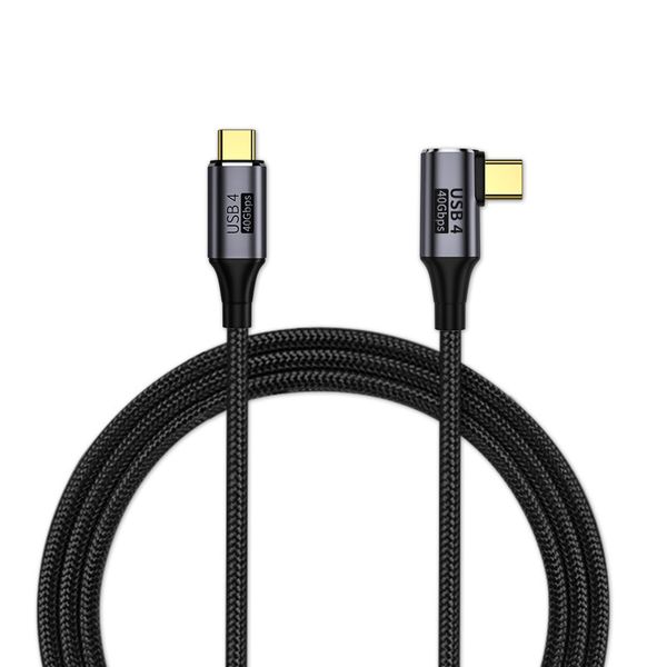 Cable USB C a USB C 100W USB4.0 Tipo C Cable de datos PD Cargador de línea de carga rápida Ángulo recto 30cm