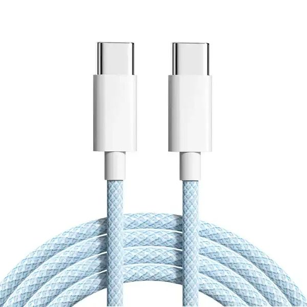 Cable de carga de cable USB C a USB C Nylon trenzado Cable de cargador largo para iOS15, MacBook, iPad