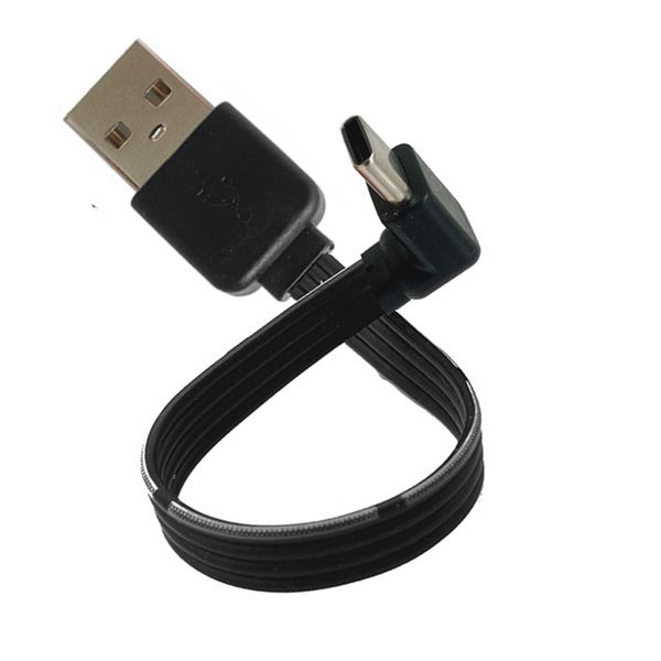 USB-C Tipo C Masino Izquierda hacia abajo hacia abajo hacia abajo 90 grados a USB 2.0 Cable de datos masculino Cable plano USB Tipo-C 0.1M/0.2M/0.5M/1M