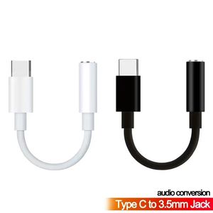 Câbles de téléphone portable de type c mâle à 3,5 mm jack femelle adaptateurs de câble audio pour samsung htc téléphone android blanc noir