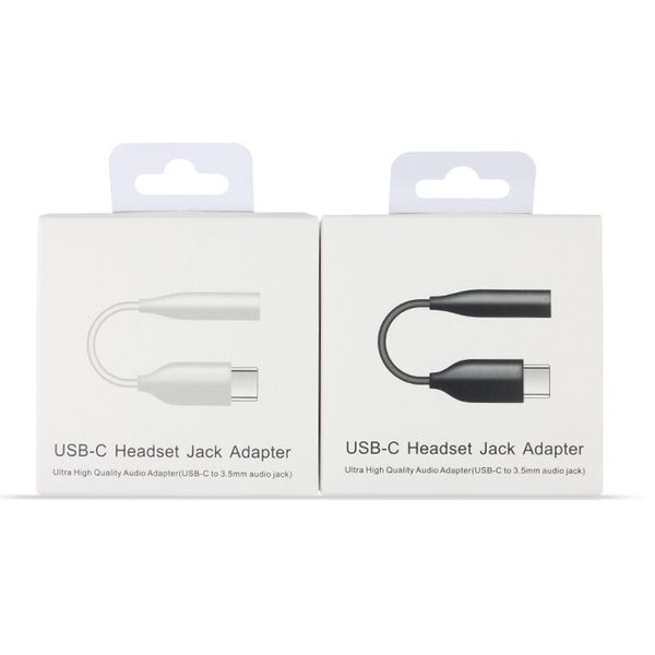 Adaptadores de cables USB-C tipo c a 3,5 mm Línea de adaptadores de cables de audio para Samsung S20 S21 Plus Utral Note 20 21 Teléfono Android con CAJA minorista