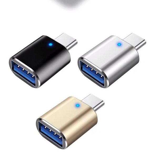 USB-C USB 3.1 Type C mâle vers USB 3.0 femelle convertisseur de données adaptateur de lumière LED adaptateur de données de lumière avec convertisseur OTG