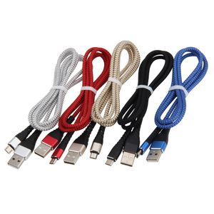 Câbles USB 2.5A 1M 3ft 2M 6ft 3M 10ft Type C Micro Data Charging Cord pour Samsung S10 Plus Xiaomi Téléphone 300PCS