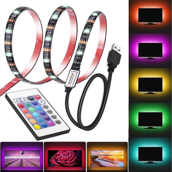 Câble USB LED 5050 Bluetooth lampe à bande lumineuse Kit d'éclairage de fond TV Lampe de fond de bureau pour écran d'affichage d'ordinateur TV