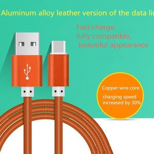 USB-kabels 2.1A High-end aluminium lederen versie van de datalijn Snelle opladen Android-smartphonekabel voor Samsung LG met OPP-verpakking