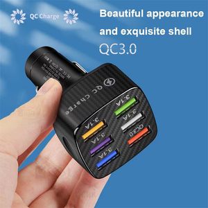 USB-autolader Snel opladen 15W PD Type C 3.1A Snelle auto-USB-oplader voor iPhone Xiaomi Samsung Huawei Mobiele telefoon 5V/9V/12V 15A autolader 6 USB-oplaadtelefoonladers