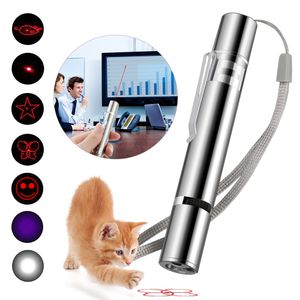 USB -lading 3 op 1 LED's laserpointer pen rode lasers licht witte led fakkel zaklamp uv ultraviolet licht katten hond huisdier plezier speelgoed