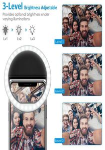 USB Charge Led Selfie Ring Light Mobile Phone Lens LED Selfie Lamp Ring for iPhone for Samsung Xiaomi Phone Selfie Light1573176