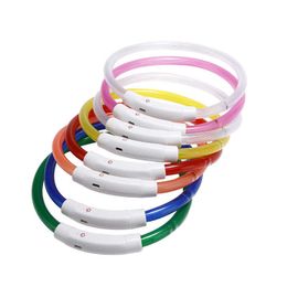 USB Lading Huisdieren Halsband LED Outdoor Lichtgevende Veiligheid Huisdier Halsbanden Licht Verstelbare Knipperende Puppy Benodigdheden DBC BH3129the