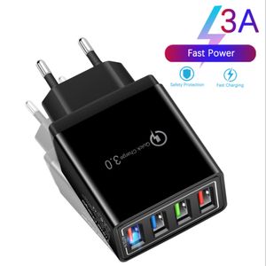 Chargeur USB 4 Ports Adaptateur EU/US/UK Prise murale Charge rapide Accueil Chargeur mural Adaptateur de voyage