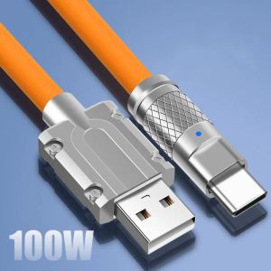 Câble chargeur USB Type-C 120W 6A SILICONIQUE DE CABLE DE CHAZE DE CHARGE SUPER FAST POUR XIAOMI HUAWEI SAMSUNG BOLD 6.0 Ligne de données Couleurs arc-en-ciel