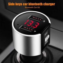 Cargador USB Compatible con Bluetooth, modulador de Audio de transferencia FM a cargador USB Dual para coche, Kit de llamada con manos libres, Radio automática para coche