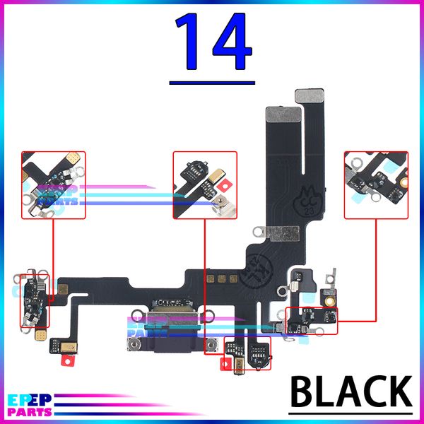 Conector de muelle de puerto de cargador USB Flex para iPhone 13 14 14+ Plus Módulo de placa de carga Pro Max con chips IC