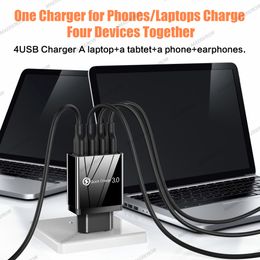 USB Charger Quick Charge 3.0 4 Port snel oplaad telefoonladeradapter voor iPhone Samsung Xiaomi Huawei EU/US Plug Wall Charger