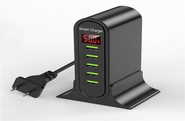 Chargeur USB avec 5 ports pour la station de charge Xiaomi avec affichage LED Téléphone universel US et British Plug DHL1943222