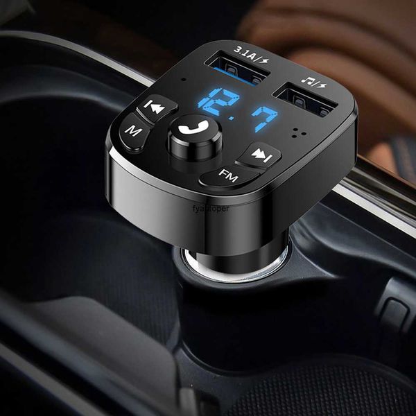 Cargador USBKit de coche Transmisor FM Bluetooth Audio Dual USB Reproductor de MP3 para coche autoradio Cargador de coche manos libres 3.1A Cargador rápido Accesorios para coche