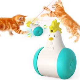 USB Opladen Chicken Light Cat Toy Interactive Laser Cat Toy met 3 Play Modi Tumbler Cat Toy Indoor Cats Chicken Modeling Toys 211122