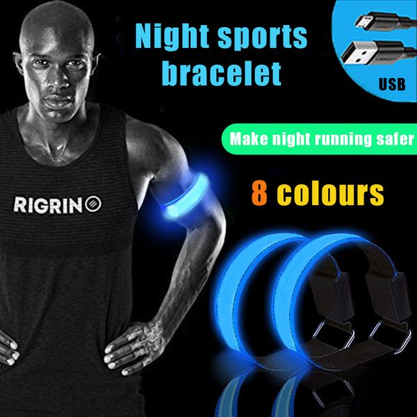 Charge USB LED Lumineuse Night Running Bracebbrang Bracelet Luminous ARM BRAND OUTDOOR SPORTS REFLENCE CEINTROLE SÉCURITÉ BICYLE CYCLING