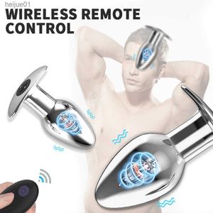 USB Charge S / M / L Métal Butt Plug Anal Vibromasseur Télécommande Sans Fil Prostate Masseur Adulte 18 Sexy Sex Toys pour Hommes Femme L230518