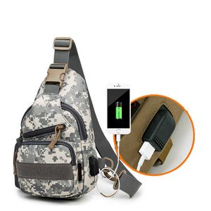 Bolsa de hombro con carga USB, mochila táctica militar del ejército, mochila para acampar, senderismo, camuflaje, bolsa de mensajero para el pecho, caza Y0721